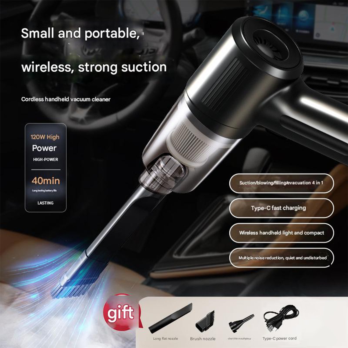 🔥Wireless Vacuum Cleaner🔥 – Mini Handheld Car Vacuum
